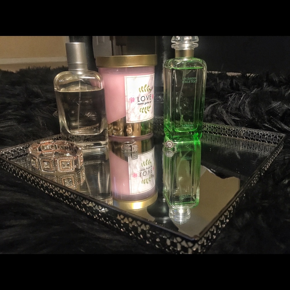 Metal & Lace Mirror Tray